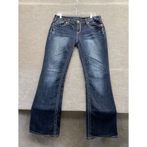 Ariya Jeans Womens 13/14 Blue Medium Wash Denim Cotton Logo Mid Rise Bootcut Leg